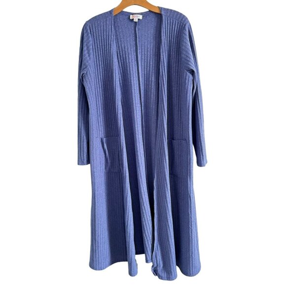 LuLaRoe Sweaters - Lula Roe Long Cardigan Size Large Blue Women Long Open Front Sweater Cardigan